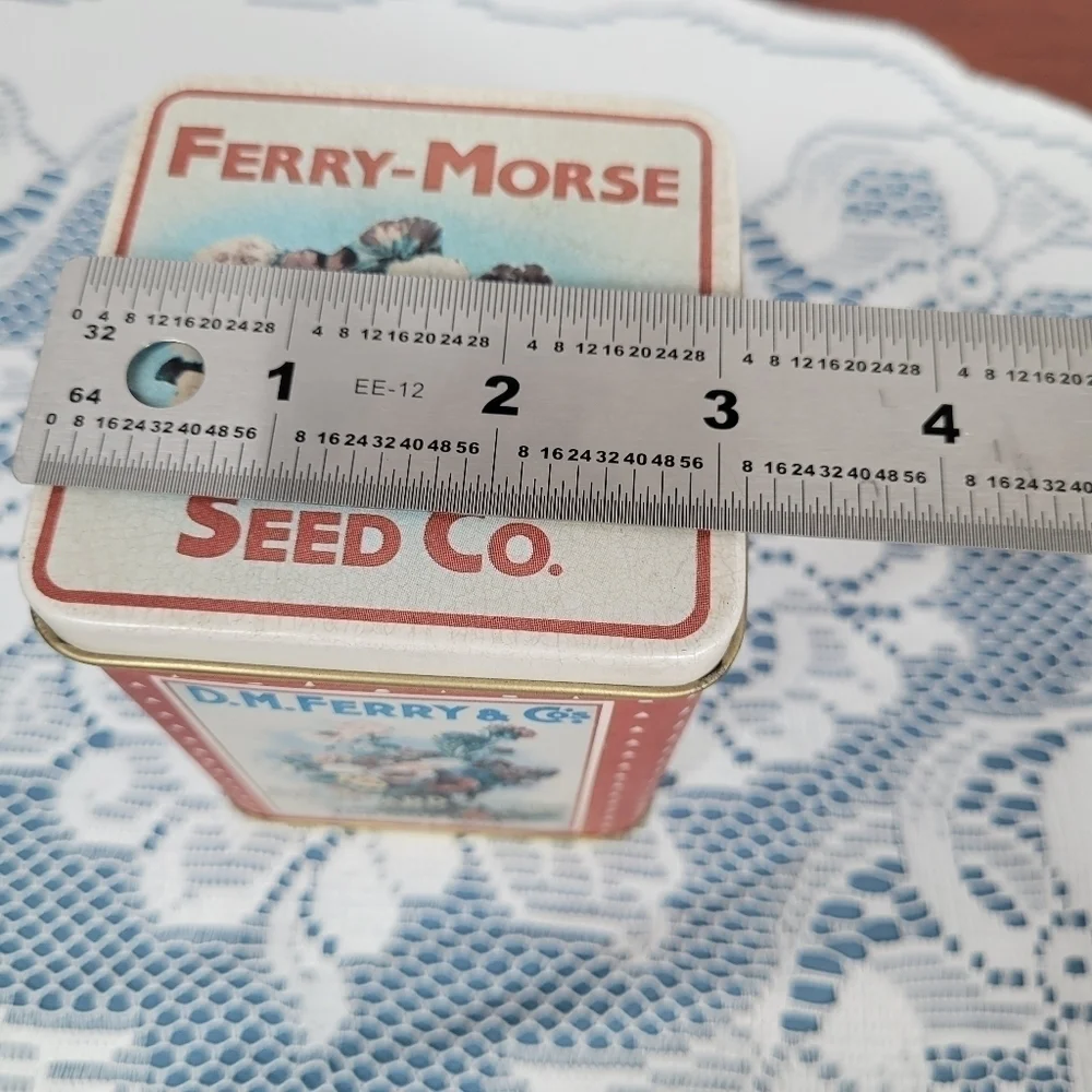 Vintage Ferry-Morse Seed Co. Tin Floral‎ Collectible Storage Container Cottage